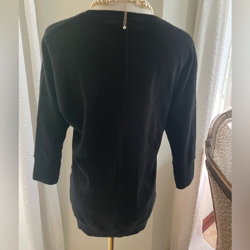 Nordstrom Collection Black V-Neck Sweater CASHMERE XS Fits generously - Picture 4 of 5
